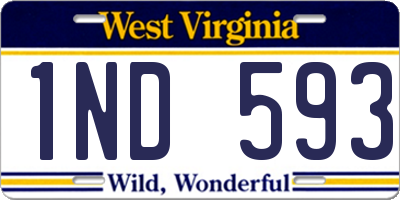 WV license plate 1ND593