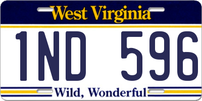 WV license plate 1ND596
