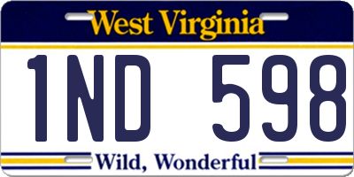WV license plate 1ND598