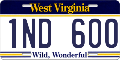 WV license plate 1ND600