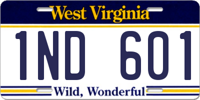 WV license plate 1ND601