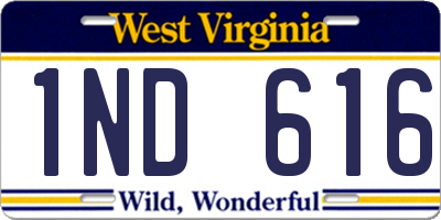 WV license plate 1ND616