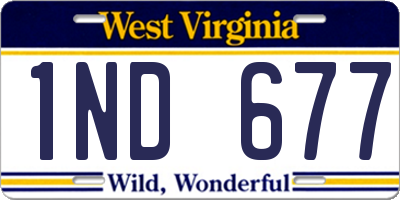 WV license plate 1ND677