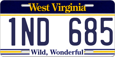WV license plate 1ND685