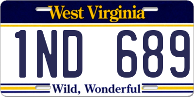 WV license plate 1ND689