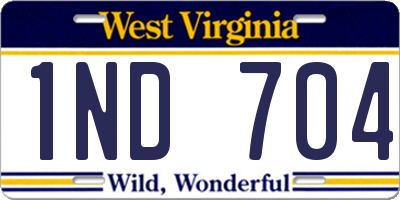 WV license plate 1ND704
