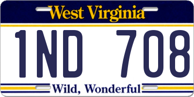 WV license plate 1ND708