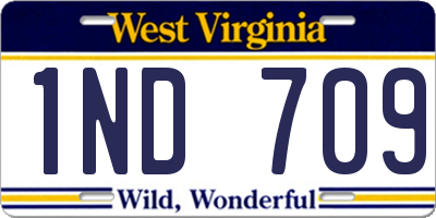 WV license plate 1ND709