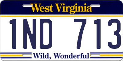 WV license plate 1ND713