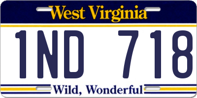 WV license plate 1ND718