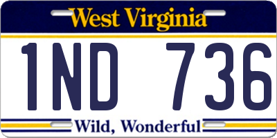 WV license plate 1ND736