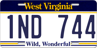WV license plate 1ND744