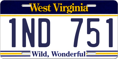 WV license plate 1ND751