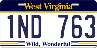 WV license plate 1ND763