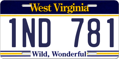WV license plate 1ND781