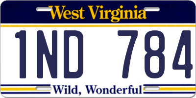 WV license plate 1ND784