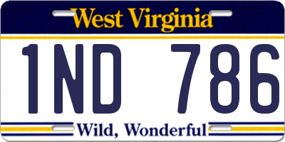 WV license plate 1ND786