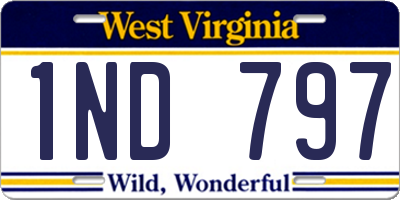 WV license plate 1ND797