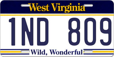 WV license plate 1ND809