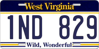 WV license plate 1ND829