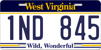 WV license plate 1ND845