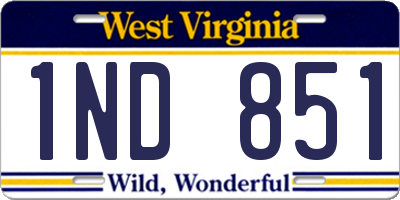 WV license plate 1ND851