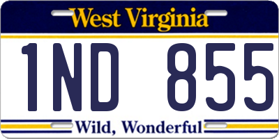 WV license plate 1ND855