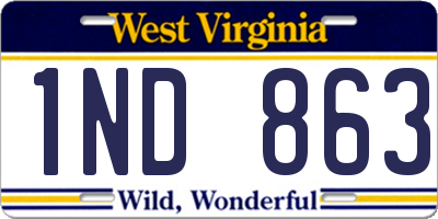 WV license plate 1ND863