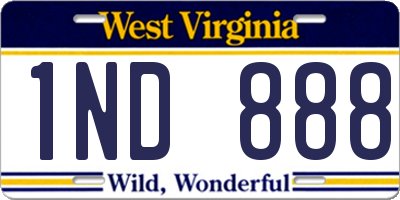 WV license plate 1ND888