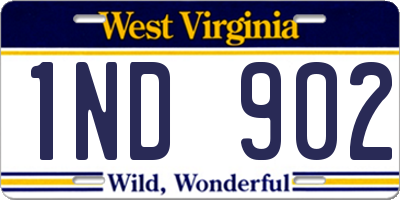 WV license plate 1ND902