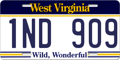 WV license plate 1ND909