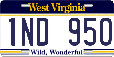 WV license plate 1ND950