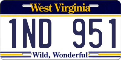 WV license plate 1ND951