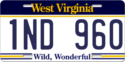 WV license plate 1ND960