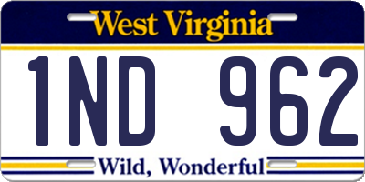 WV license plate 1ND962