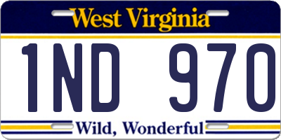 WV license plate 1ND970