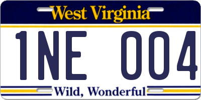 WV license plate 1NE004