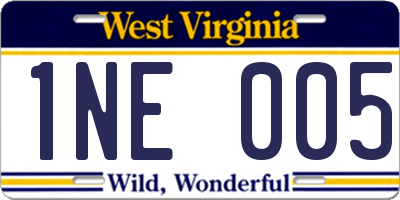 WV license plate 1NE005