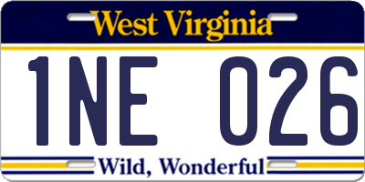WV license plate 1NE026