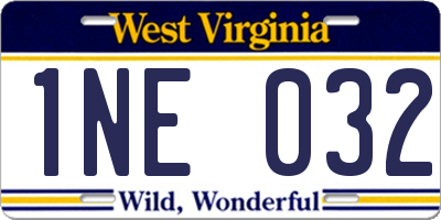 WV license plate 1NE032