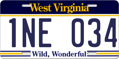 WV license plate 1NE034