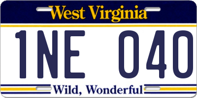WV license plate 1NE040