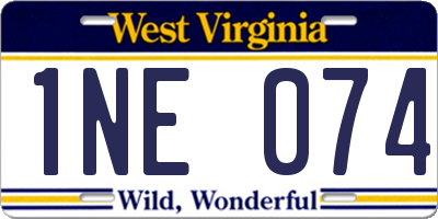 WV license plate 1NE074