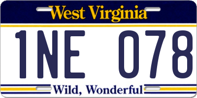 WV license plate 1NE078