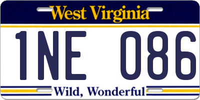 WV license plate 1NE086
