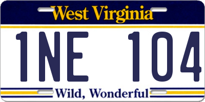 WV license plate 1NE104