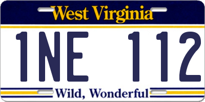 WV license plate 1NE112