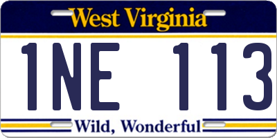 WV license plate 1NE113