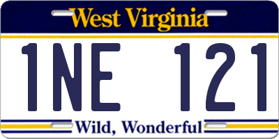 WV license plate 1NE121