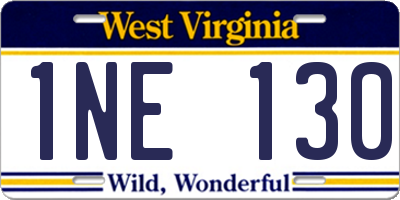 WV license plate 1NE130